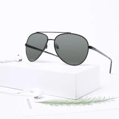 Custom Deep Green Lenses Round Metal Sunglasses with Two Nose Bridge Sunglasess