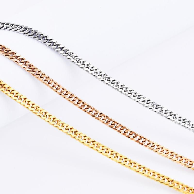 Fashion Jewelry Necklace Curb Chain with Double Wire Polish Face
