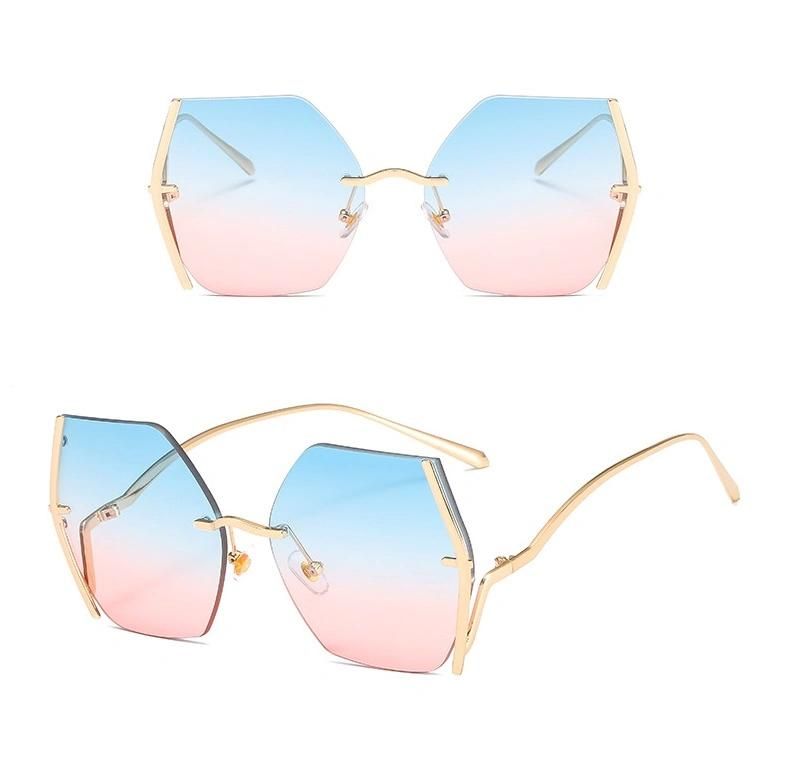 New Metal Frameless Sunglasses UV400 Sunglasses with Rivet