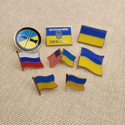 Customized Ukrainian Metal Flag Personalized Badge Paint Enamel Pin Brooch in Stock