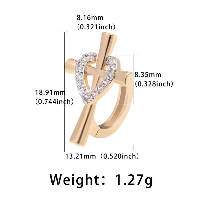 Cross Heart Fashion Chic Huggie 14K Gold Plated Jewellery Earrings