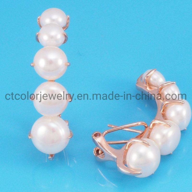 Hot Sale 925 Silver Freshwater Pearl omega Earrings Jewelry