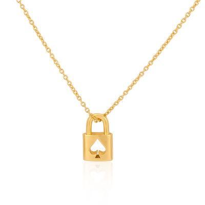 Heart Locket Lock Pendant with Chain in Brass Material with 18K Gold Plated