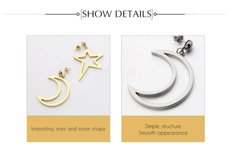 Interesting Hollow out Stars and Moon Shape Stainless Steel Earrings