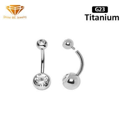 Fashion Jewelry Body Piercing G23 Titinaium ASTM F136 Titanium Piercing Double CZ Internal Thread Navel Tp1910I