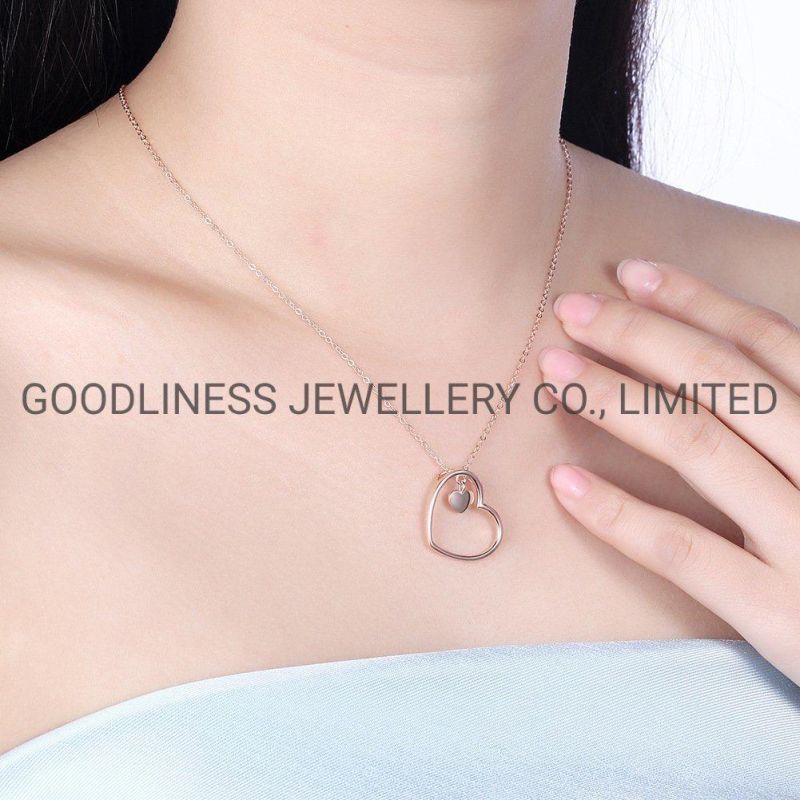 Initial Rose Gold Plated Chain Heart Pendant Necklace for Women