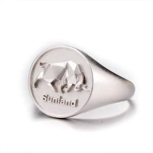 Simple Silver Round Signet Ring High Quality Chunky Bold Bull Mens Ring