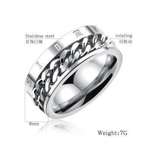 Fashion Stysle Roman Numerals Jewelry Stainless Steel Men&prime;s Finger Ring