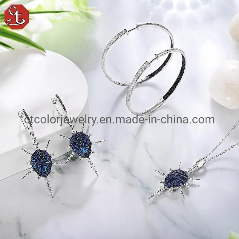 High quality 925 sterling silver handmade blue spinel earrings for women