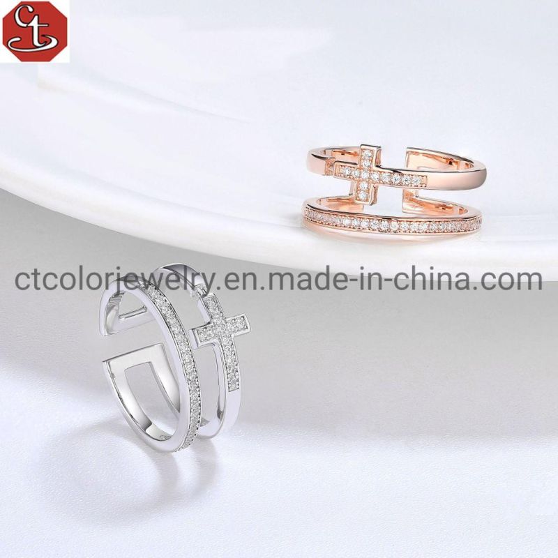 Fashion Man Women Jewelry 925 Sterling Silver Cross Ring