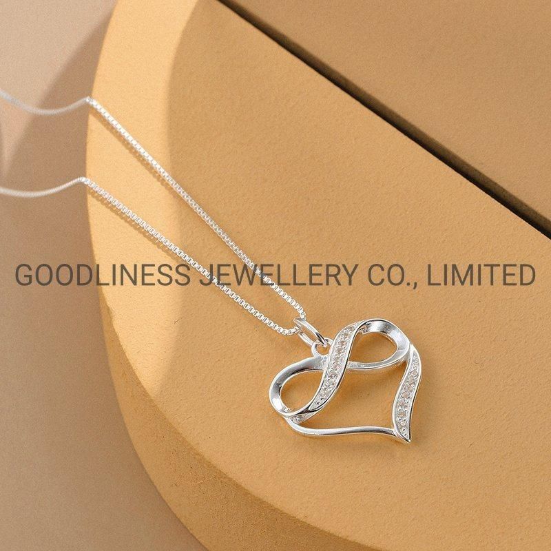 Dainty 925 Sterling Silver Women Infinity Heart Pendant Necklace Design