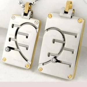 Unique Design Stainless Steel Lover Pendant for Couples (PX6112)