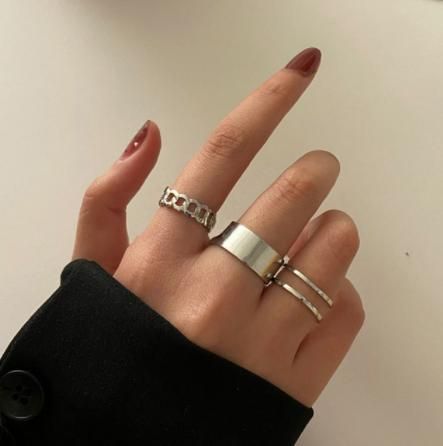 3PCS/Set Punk Finger Rings Minimalist Smooth Gold/Black Geometric Metal Rings for Women Girls Party Jewelry Bijoux Femme Drop Shipping Wholesale