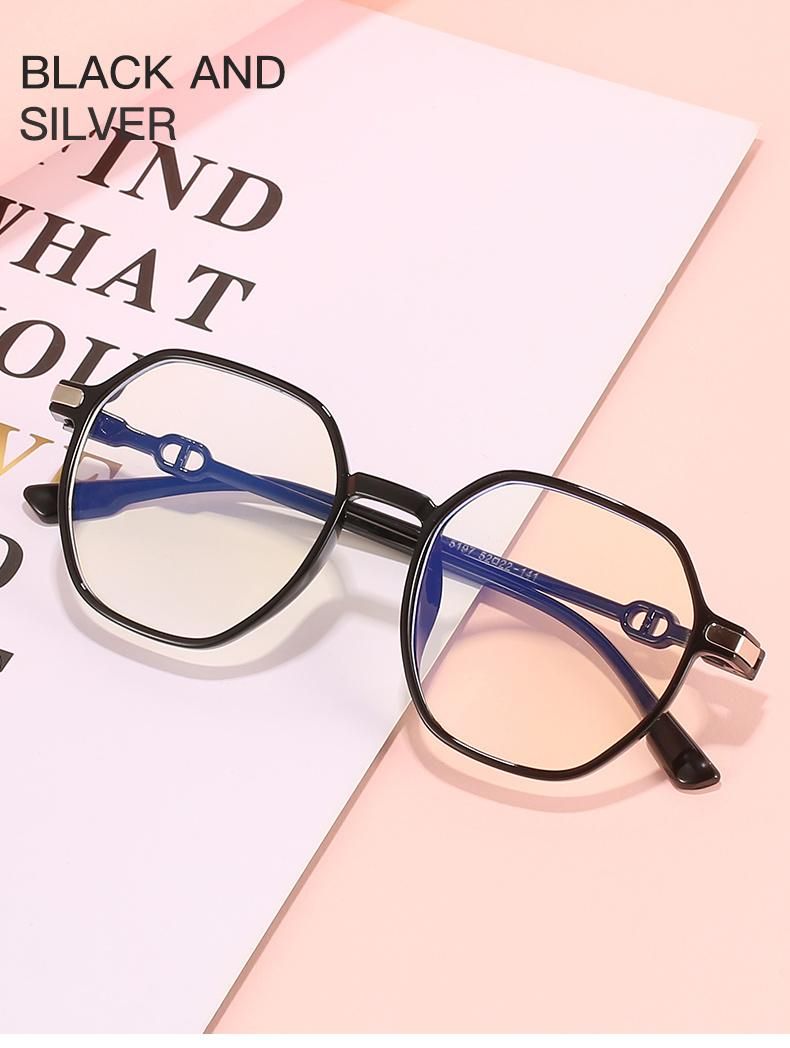 Polygonal Anti-Blue Light Glasses, Big Frame, Small Face, Personality Flat Glasses, Light and Comfortable Glasses