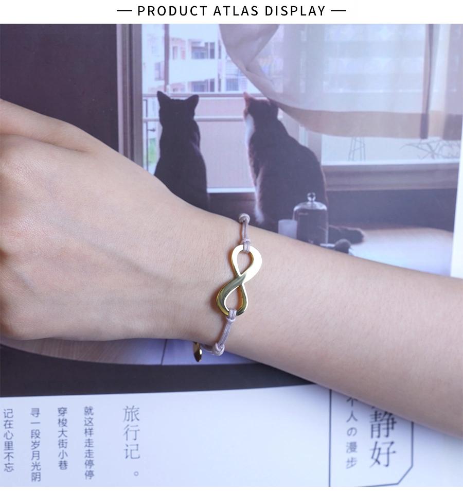 Hand Woven Bow 8-Charcter Hand Rope Bracelet Friendship Flat Knot Adujstable Bracelet