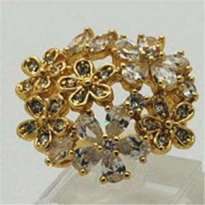 Small Petals Ring Plating 24k Gold Inlay Zircon Ring (R130018)