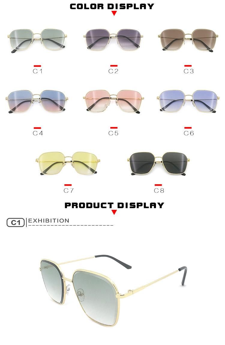 Manufacturer Oversized Colorful Frame Fashionable Sun Glasses Metal Sunglasses for Ladies