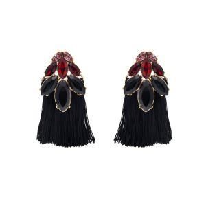 Custom Imitation Jewelry Black Thread Tassel Fashion Statement Earrings