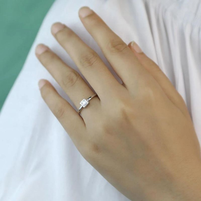 Real 925 Sterling Silver Rings Square Zircon Adjustable Rings Women Light Luxury Engagement Wedding Jewelry
