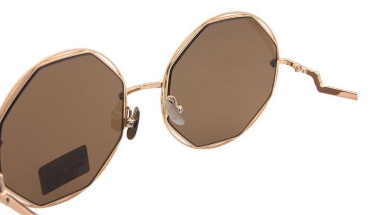 Fashion Special Design Personality Brown Vintage Circle Ladies Metal Sunglasses
