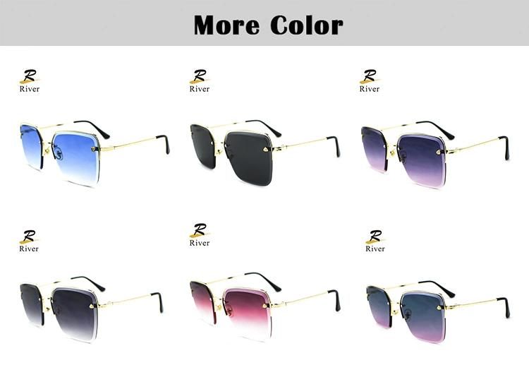 New Square Custom Logo Ready Half Frame Women Sunglasses