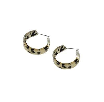 Leopard Print C-Type Acrylic Circle Earrings