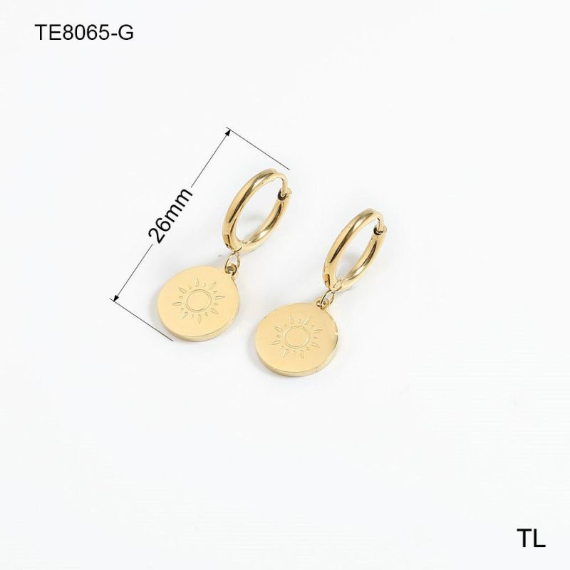 Manufacturer Custom High Quality Fashion Jewelry 2022 New Jewelry 18K Gold-Plated Stainless Steel Sun Pattern Earrings Custom