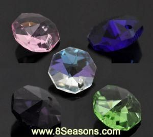 Mixed Crystal Glass Faceted Octagon Charm Pendants 14x14mm (4/8&quot;x4/8&quot;), About 50PCS Per Bag (B20432)