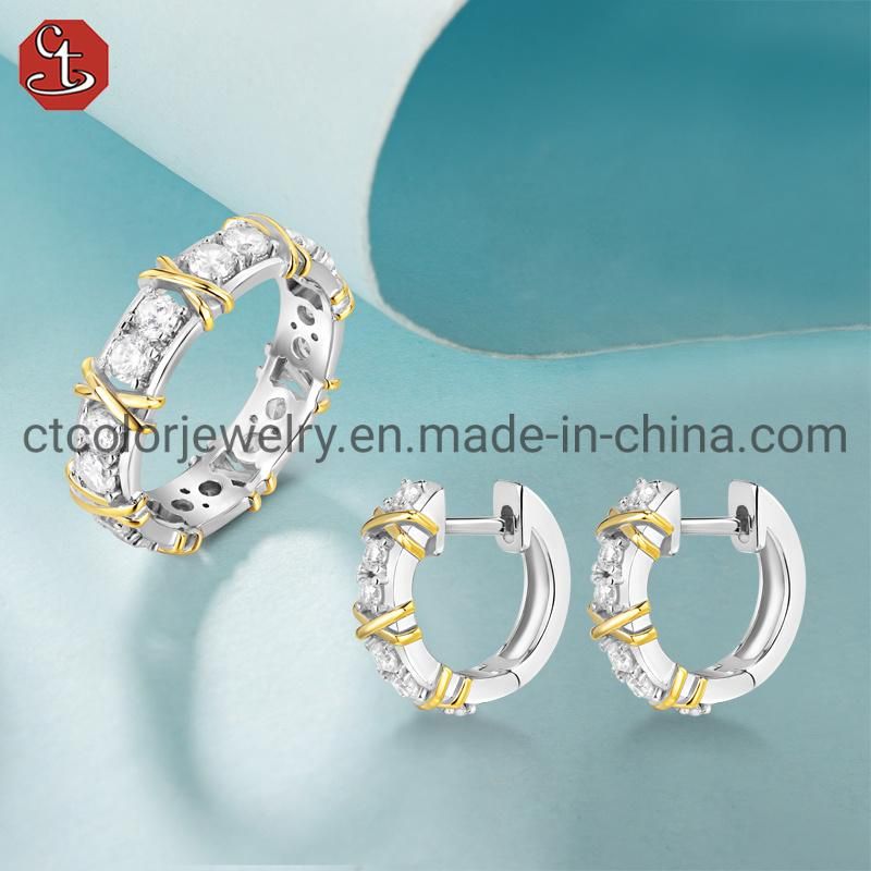 Fashion Jewelry Micro Setting Cubic Zirconia Hoop Earrings 925 Silver Jewelry Earring