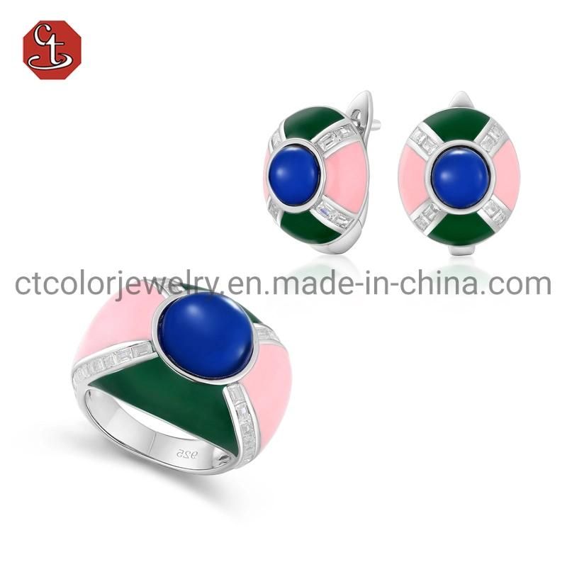 925 Sterling Silver Factory Wholesale Earring Enamel Color Earring for Women