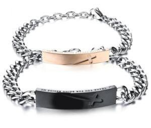 2018 Black/Rose Gold Color Cross Bracelet for Men Women Couples Jewelry Fashion Stainless Steel Chain Couple Bracelets