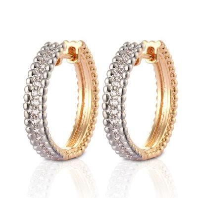 Fashion Jewelry Silver 18K Gold Plated Alloy Stud Drop Hoop Huggie CZ Earrings with Crystal for Women