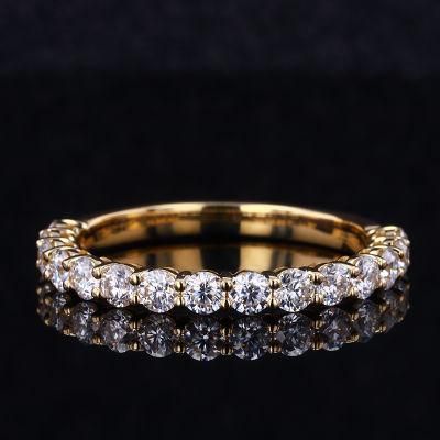Half Eternity Wedding Rings Moissanite Yellow Gold Jewelry Band Ring Gold Plated Women&prime; S Ball Classic Micro Insert