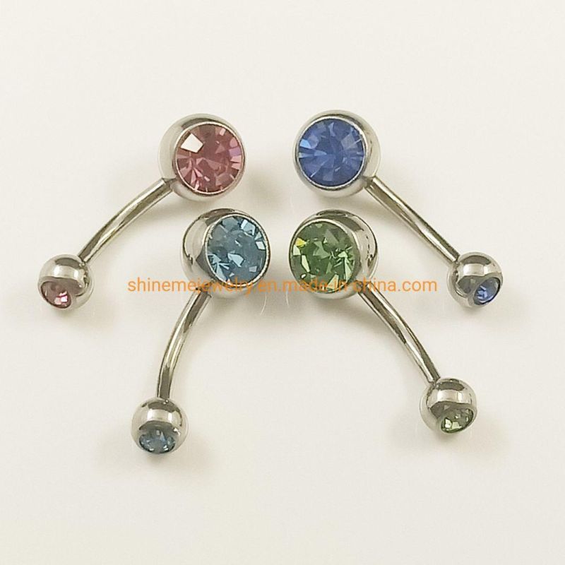 Top Quality Jewelry Body Piercing G23 Titinaium F136 Titanium Piercing Double CZ Internal Thread Navel 1901I