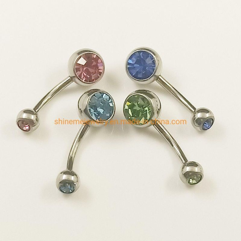 Top Quality Jewelry Body Piercing G23 Titinaium F136 Titanium Piercing Double CZ   Internal Thread Navel  1901I