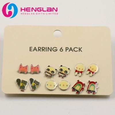 Lovely Enameled Metal Alloy Panda and Squirrel Stud Earring Set for Childrens Jewelry