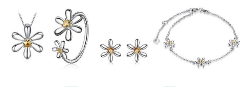 925 Sterling Silver Flower Bracelet Created Orange Sapphire Fashion Jewelry Wholesale