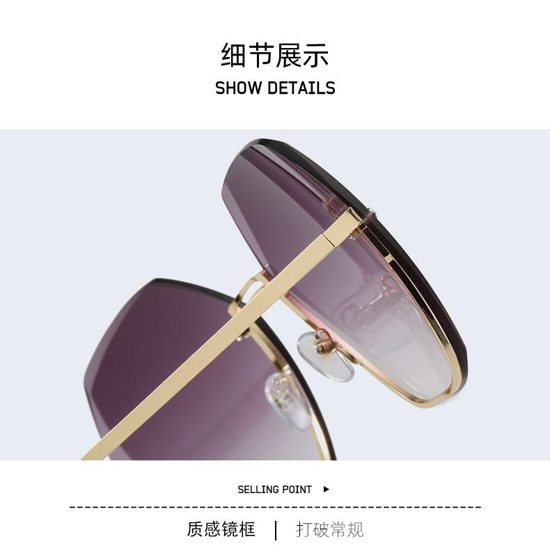Trendy Sunglasses Frameless Cut Edge Gradient Color Sunglasses Female Polygon Personalized Glasses