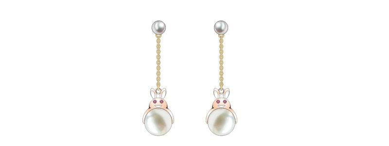 Popular Pink Pearl High Quality Pearl Mini Rabbit Shape Jewelry Set