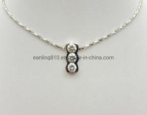 Round Shaped 3 Stones Zirconia Stud Charm Pendant for Necklace