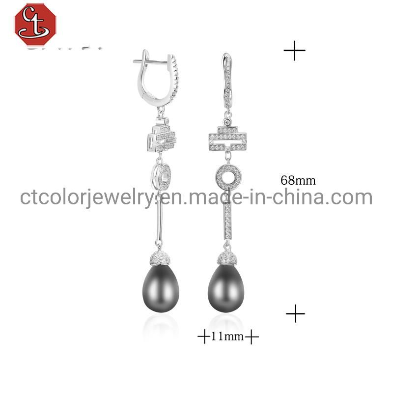 Wholesale jewelry Drop earring 925 silver pearl fashion earrings for women