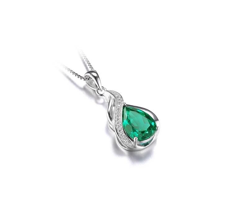 Imitation Wholesale Pearl Created Emerald Necklace Pendant 925 Sterling Silver Jewelry