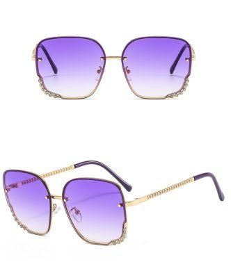 2022 New Style Metal Square Diamond Fashion Sunglasses
