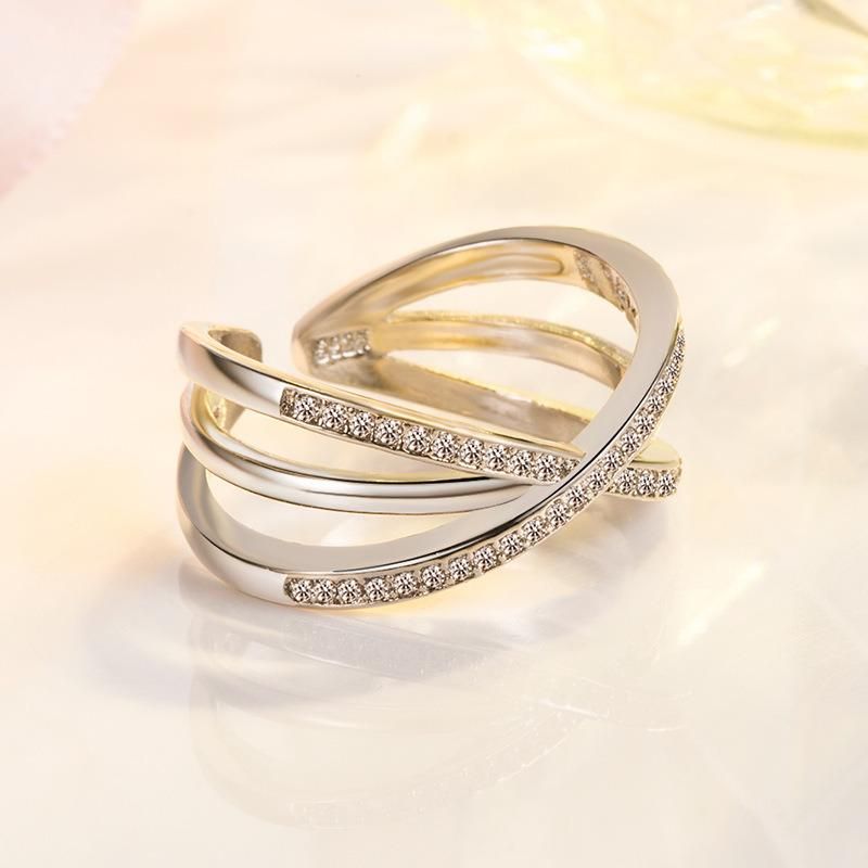 Silver Geometric Lines Interwoven Jewelry Winding Promise Wholesaler Ring