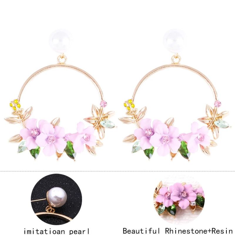 Korean Ear Jewelry Sweet Soft Ceramic Hawaiian Pearl Rose Gold Flower Macrame Floral Earrings for Women Aliexpress Hot Style