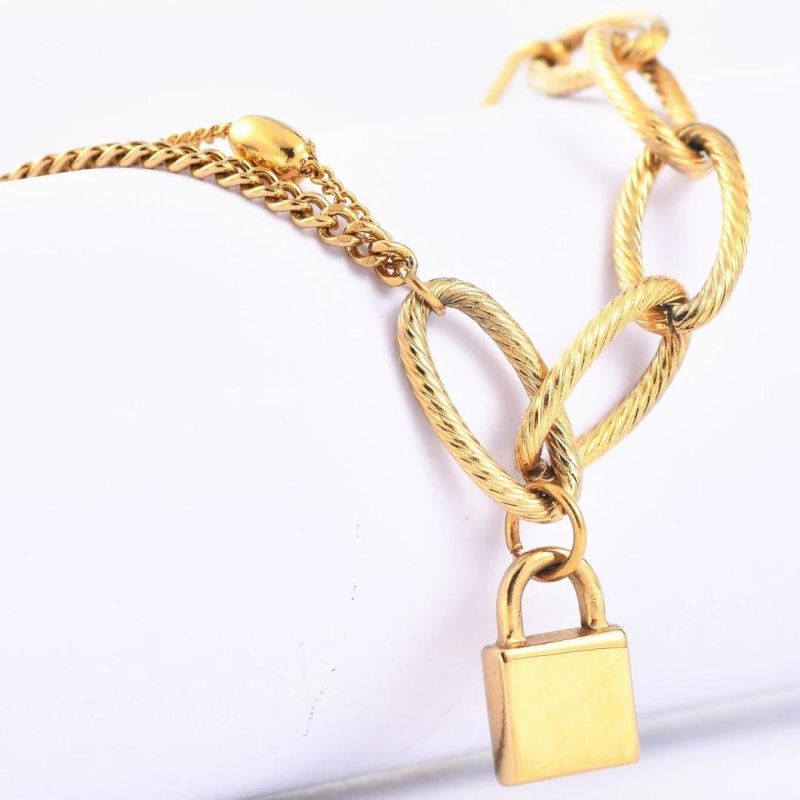 Inspire Stainless Steel Jewelry Personalized Lock Necklace Princess Necklace Old English Style Jewelry for Babygirl Gift