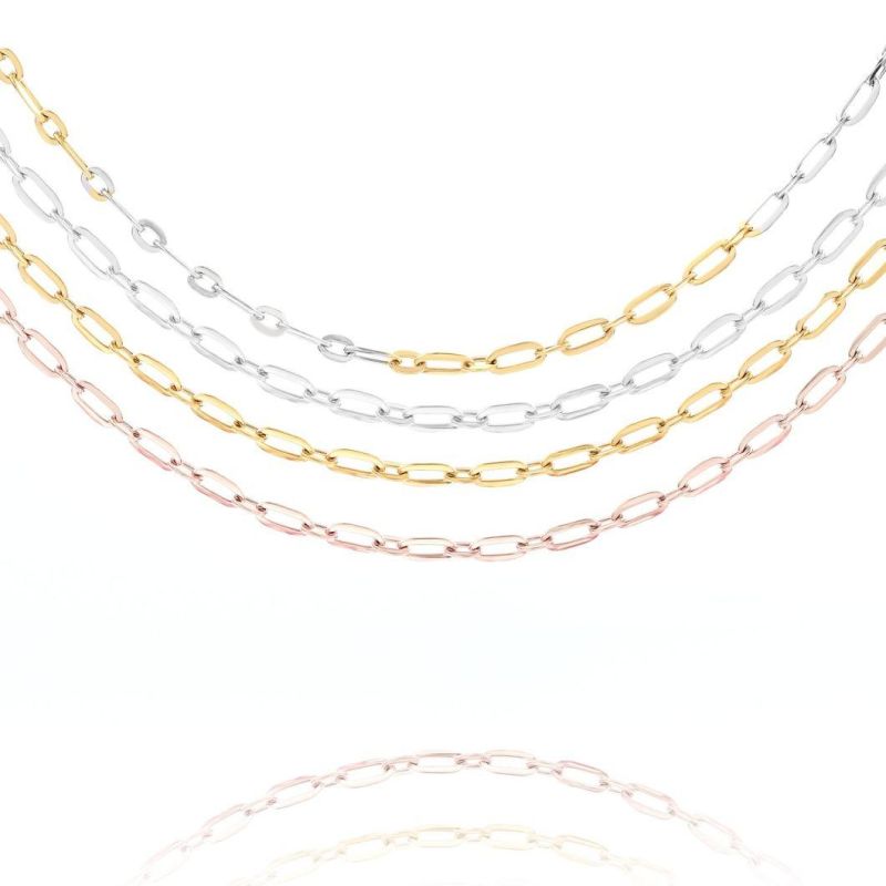 New Stainless Steel Polished Cable Chains Bracelet Fashion Jewelry Layering Necklace for Pendants Charms Jewellery Design