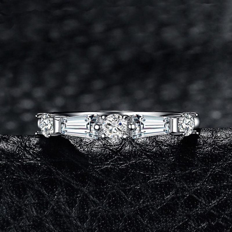 Customized Women Sterling Silver CZ Wedding Ring Engagement CZ Ring Band