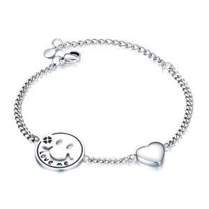 Fashion Design Adjustable Double Stainless Steel Chain Simle Coin Women Bracelet