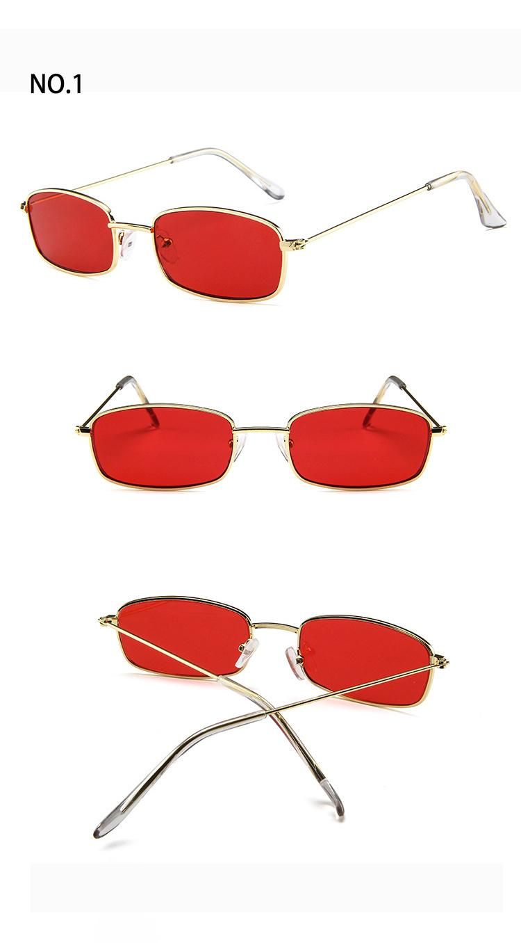 2022 New Small Rectangle Retro Fashion Men&Women Brand Designer Red Metal Frame Clear Lens Sun Glasses Shades Sunglasses